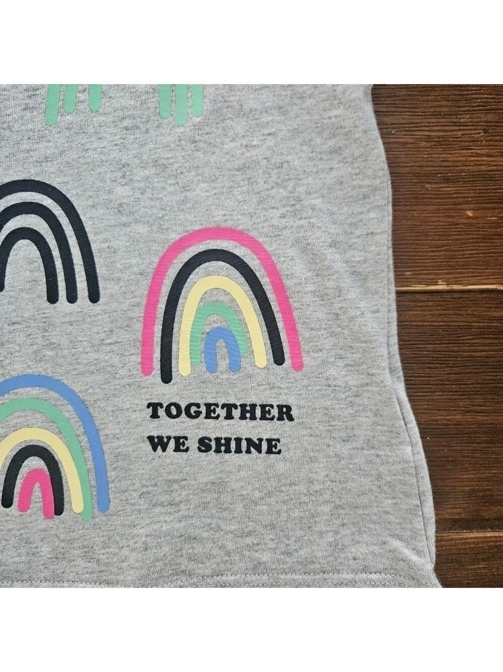 CLEARANCE GAP GIRL'S T-SHIRT GREY WITH RAINBOWS, SHORT SLEEVES, 4